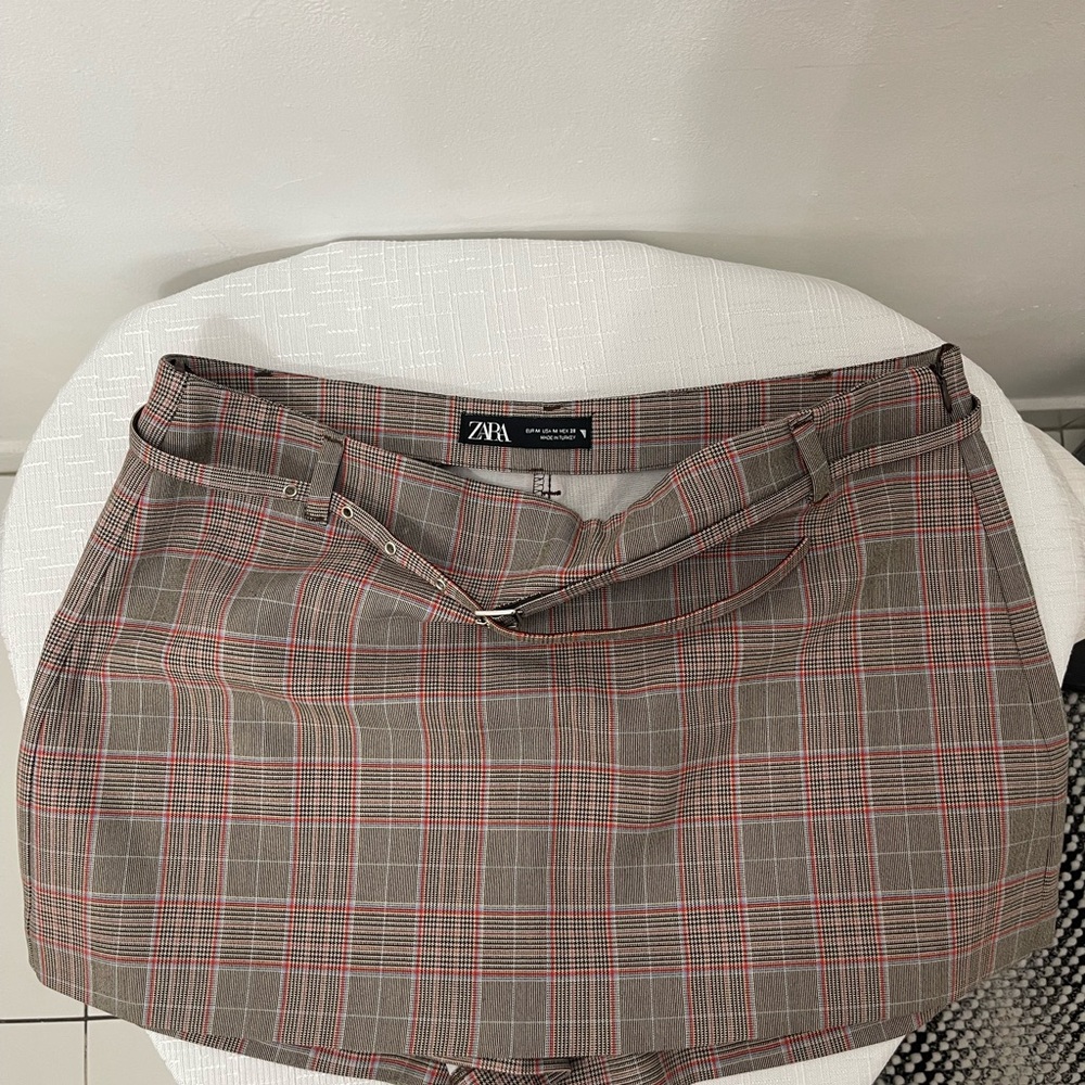 New Zara Women's Mini Skirt - Brown and Red Plaid